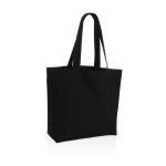 Sac shopping en toile recyclée avec poche 240 g/m2 EcoTrace Raw couleur noir
