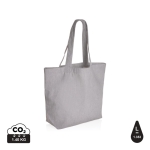 Sac shopping en toile recyclée avec poche 240 g/m2 EcoTrace Raw couleur gris