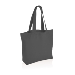 Sac shopping en toile recyclée avec poche 240 g/m2 EcoTrace Raw couleur gris foncé