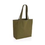 Sac shopping en toile recyclée avec poche 240 g/m2 EcoTrace Raw couleur vert foncé