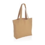 Sac shopping en toile recyclée avec poche 240 g/m2 EcoTrace Raw couleur marron clair