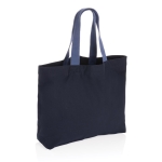 Grand sac personnalisé en lin recyclé EcoTrace Raw recyclé 240 g/m2 couleur bleu marine