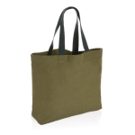 Grand sac personnalisé en lin recyclé EcoTrace Raw recyclé 240 g/m2 couleur vert foncé