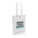 Sac promotionnel en toile recyclée non teintée 285g/m2 EcoTrace Raw couleur blanc vue avec logo