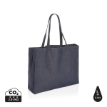 Sac shopping publicitaire spacieux recyclé 320 g/m2 Bleu Denim couleur bleu jean