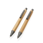 Set stylo à encre bleue et crayon en bambou dans une boîte Conscious couleur bois
