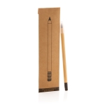 Crayon personnalisable infini en bambou avec gomme Bamboo BlackEraser couleur bois vue avec boîte