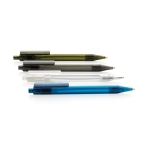 Stylo en matériaux recyclés transparents encre bleue X8 Transparent couleur bleu vue générale