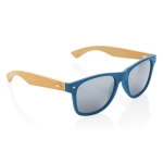 Lunettes de soleil en plastique recyclé et bambou UV400 BambuSun couleur bleu