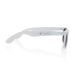 Lunettes de soleil publicitaires en plastique recyclé UV400 EcoOptix couleur blanc vue avec logo