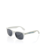 Lunettes de soleil publicitaires en plastique recyclé UV400 EcoOptix couleur blanc avec zone d'impression