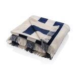 Grande serviette plage publicitaire à rayures 180x100cm EcoComfort XL couleur bleu marine