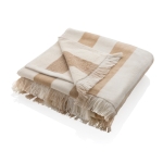 Grande serviette plage publicitaire à rayures 180x100cm EcoComfort XL couleur marron clair