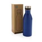 Gourde en acier inox recyclé sans fuite ni BPA 500 ml EcoDeluxe couleur bleu vue avec boîte