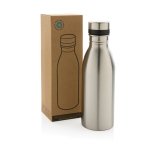 Gourde imprimée en inox recyclé antifuite sans BPA 500 ml couleur argenté vue avec boîte