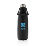 Gourde isotherme grande avec poignée de transport 1,5 L Eco Handle couleur noir avec zone d'impression
