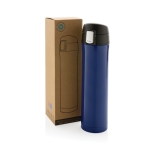 Thermos en inox avec bouchon à fermeture sécurisée 450ml Exclusive couleur bleu vue avec boîte