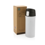 Bouteille en inox recyclé avec fermeture sécurisée 300ml Eco Roiboos couleur blanc vue avec boîte