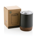 Verre thermos compact avec base en liège 180ml Eco Cork Small couleur noir vue avec boîte