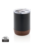 Verre thermos compact avec base en liège 180ml Eco Cork Small couleur noir