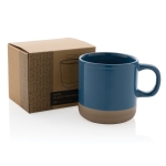 Mug en céramique émaillée au design original 360ml Artisanal couleur bleu vue avec boîte