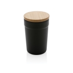 Mug en plastique recyclé avec couvercle en bambou 300ml EcoBrew couleur noir