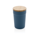 Mug en plastique recyclé avec couvercle en bambou 300ml EcoBrew couleur bleu