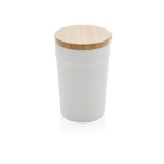 Mug en plastique recyclé avec couvercle en bambou 300ml EcoBrew couleur blanc