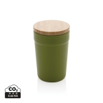 Mug en plastique recyclé avec couvercle en bambou 300ml EcoBrew couleur vert foncé