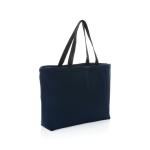 Grand sac isotherme en toile recyclée de 285 g/m2 EcoTrace Raw couleur bleu marine
