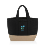 Petit sac isotherme en toile bicolore 285 g/m2 EcoTrace Raw couleur noir avec zone d'impression