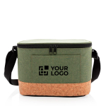 Glacière portable avec détail en liège pour 6 canettes Exclusive Small couleur vert chiné avec zone d'impression