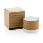 Enceinte Bluetooth 5,1 avec boîtier en liège et micro CorkTunes couleur naturel vue avec boîte