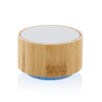 Enceinte Bluetooth publicitaire 4.1 en bambou et ABS recyclé Ecobamboo couleur blanc