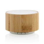 Enceinte Bluetooth publicitaire 4.1 en bambou et ABS recyclé Ecobamboo couleur blanc deuxième vue