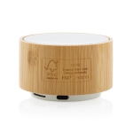Enceinte Bluetooth publicitaire 4.1 en bambou et ABS recyclé Ecobamboo couleur blanc troisième vue
