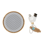 Enceinte Bluetooth publicitaire 4.1 en bambou et ABS recyclé Ecobamboo couleur blanc quatrième vue