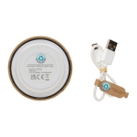 Enceinte Bluetooth publicitaire 4.1 en bambou et ABS recyclé Ecobamboo couleur blanc cinquième vue