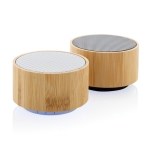 Enceinte Bluetooth publicitaire 4.1 en bambou et ABS recyclé Ecobamboo couleur blanc vue générale