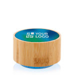 Enceinte Bluetooth publicitaire 4.1 en bambou et ABS recyclé Ecobamboo couleur blanc avec zone d'impression