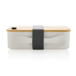 Lunch box écologique en bambou avec fourchette Complete Bamboo Eco couleur blanc cinquième vue