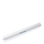 Règle triangulaire en aluminium personnalisée avec 5 échelles 30cm couleur argenté avec zone d'impression