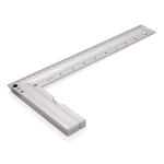 Règle équerre en aluminium avec niveau en pouces et centimètres 30 cm couleur argenté deuxième vue