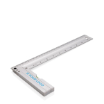 Règle équerre en aluminium avec niveau en pouces et centimètres 30 cm couleur argenté avec zone d'impression