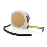 Mètre ruban personnalisé recyclé avec dragonne Bamboo 5M/19mm couleur blanc