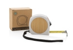 Mètre ruban personnalisé recyclé avec dragonne Bamboo 5M/19mm couleur blanc vue avec boîte