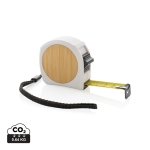 Mètre ruban personnalisé recyclé avec dragonne Bamboo 5M/19mm couleur blanc