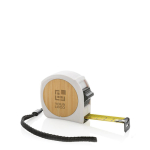 Mètre ruban personnalisé recyclé avec dragonne Bamboo 5M/19mm couleur blanc avec zone d'impression