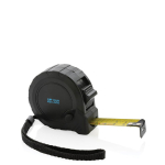 Mètres promotionnels recyclés avec arrêt automatique Metric 5M/19mm couleur noir avec zone d'impression