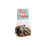 Sachet de bonbons personnalisé à la réglisse avec en-tête 100g couleur transparent